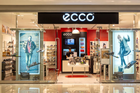 Bangkok, Thailand - November 18, 2014: ECCO shoes store in a Siam Paragon Mall in Bangkok, Thailand. ECCO storefront. ECCO is a Danish shoe manufacturer and retailerのeditorial素材