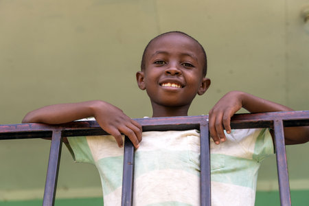 Arusha, Tanzania - December 24, 2019: Unidentified african boy in a local school in Arusha, Tanzania, East Africa, close upのeditorial素材