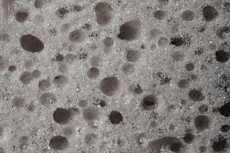 Sponge detail texture, sponge texture close up background. Cellulose sponge texture. Black and whiteの写真素材