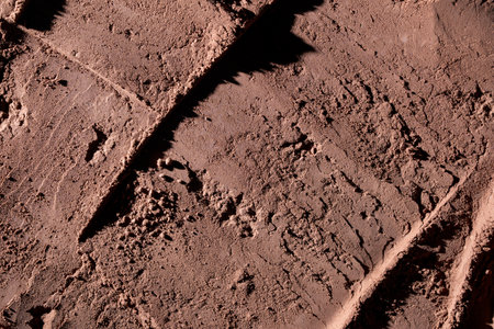 Natural dark brown cocoa powder textured background, close up, top viewの写真素材