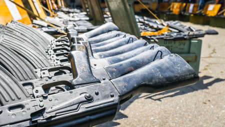 The car of the former USSR AK-47 while lying in a special container for transportation