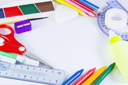 Various school supplies and the Officeの写真素材