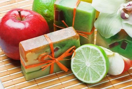 handmade soap with the scent of orchidの写真素材