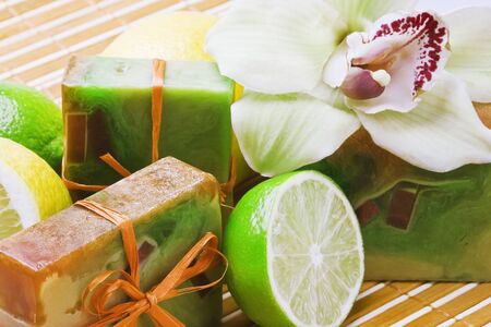 handmade soap with the scent of orchidの写真素材