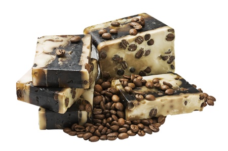 Coffee handmade soap and grainの写真素材