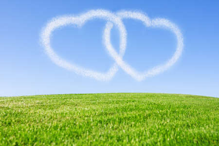 two hearts out of the cloudsの写真素材