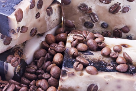 Coffee handmade soap and grainの写真素材