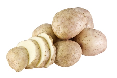 few potatoes isolated on whiteの写真素材