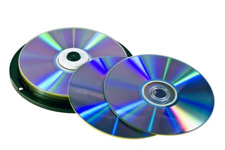 Many DVD's isolated on the white backgroundの写真素材