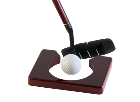 stick ball and hole for the home of golfの写真素材