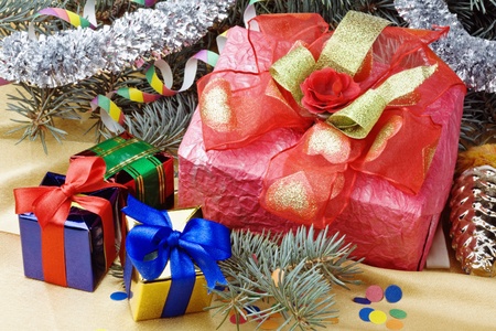 New Year's ornaments and fur-tree toysの写真素材