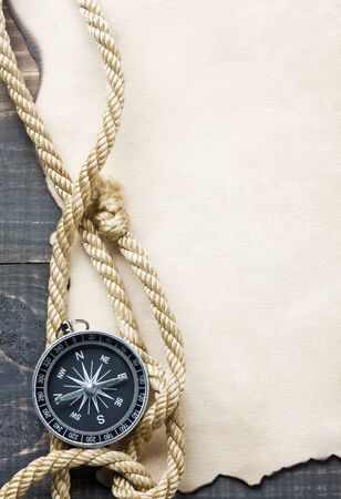 Compass on vintage paper backgroundの写真素材