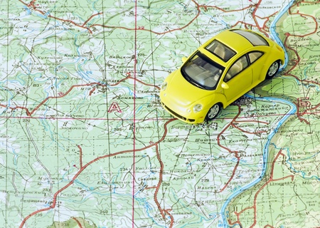 car travel choose route on the map