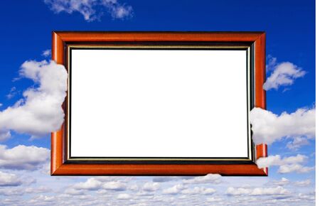 wooden frame on the background of the sky 