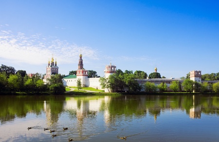 Novodevichy convent in the early morning (view from the lake)の写真素材