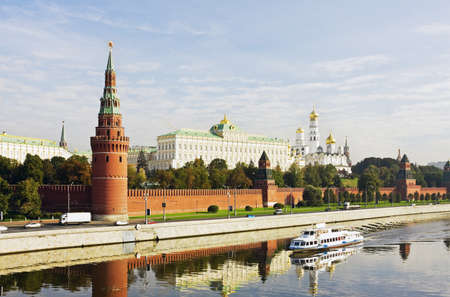 view of the Kremlin embankment and cathedrals in Moscowの写真素材