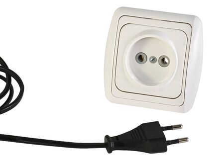 electrical socket and plug with a wire isolated on white
 の写真素材