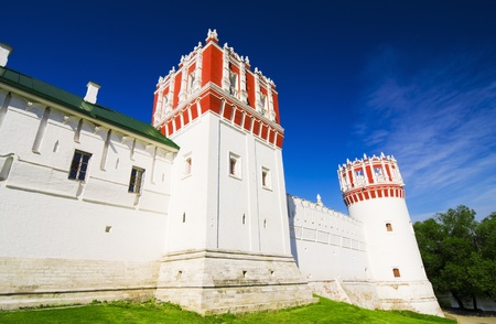 wall and towers of Novodevichy Convent. Founded by Grand Prince Vassily in 1524. Moscow. Russia.の写真素材