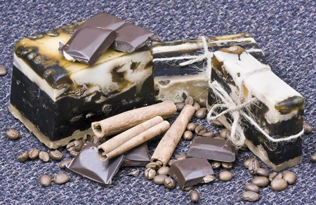 handmade soap with the aroma of coffee and chocolateの写真素材