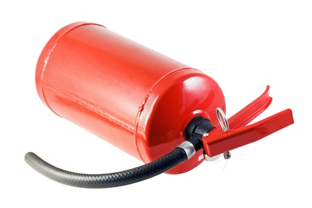 red fire extinguisher isolated on a white backgroundの写真素材
