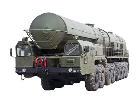 intercontinental ballistic missile Topol-M is isolated on a white backgroundの写真素材