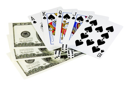 poker for money isolated on a white backgroundの写真素材