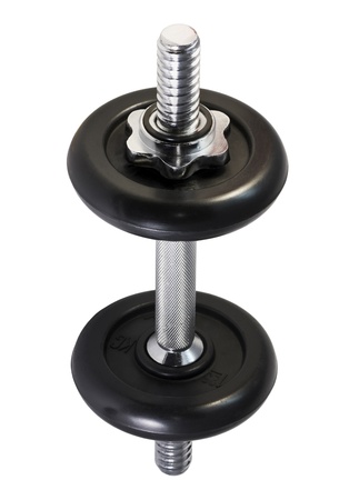 metal dumbbell isolated on a white backgroundの写真素材