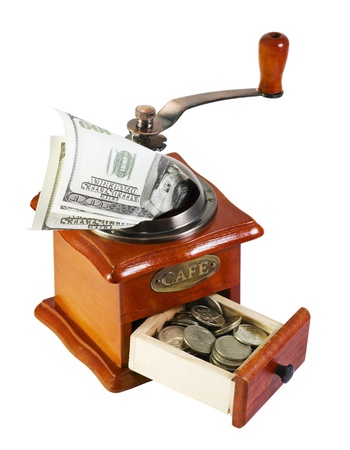 MONETARY GRINDER isolated on a white backgroundの写真素材