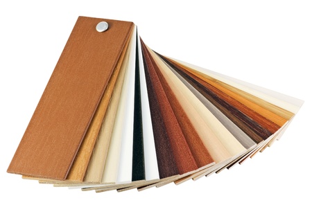samples of wood coatings is isolated on a white backgroundの写真素材