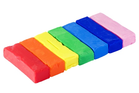 colored clay for sculpting isolated on whiteの写真素材
