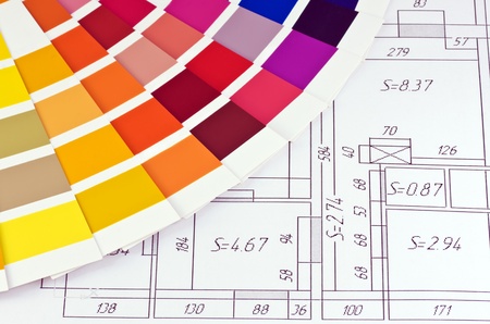 samples of paint colors on the layout of the premisesï¿½ï¿½ï¿½ï¿½ï¿½の写真素材