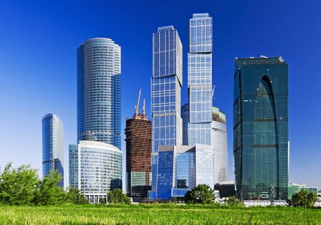 view of the modern skyscrapers under constructionの写真素材