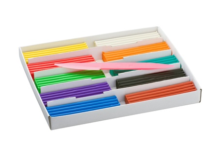 Color children's plasticine on a white background の写真素材