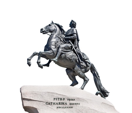 Monument of Russian emperor Peter the Great, known as  The Bronze Horseman , in Saint Petersburg, Russia  Isolated on white  の写真素材