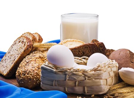 egg, flour, grain and milk - all baking homemade breadの写真素材