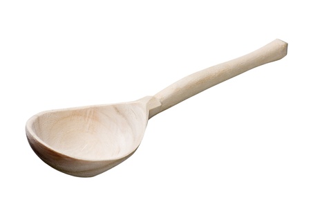 Wooden spoon isolated on whiteの写真素材