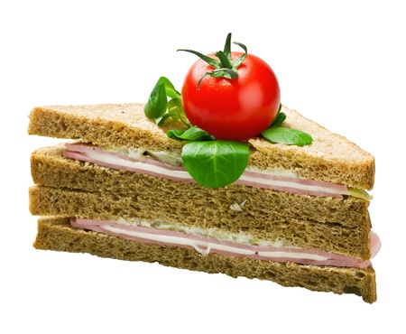 sandwich with ham and cheese isolated on white backgroundの写真素材