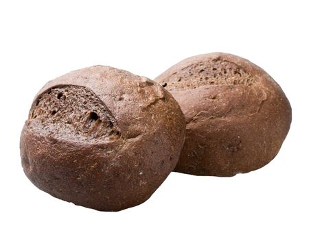 baked wheat buns isolated on a white backgroundの写真素材