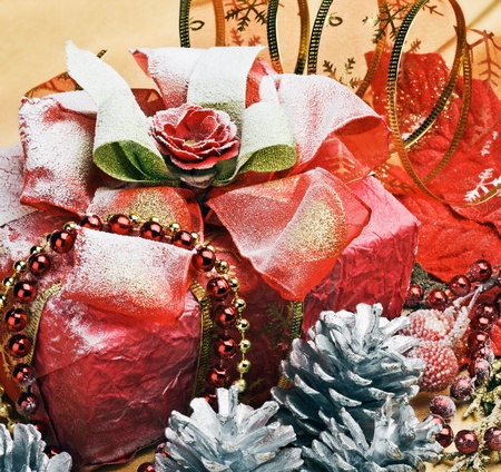 Christmas gift and decorations in the snow
の写真素材