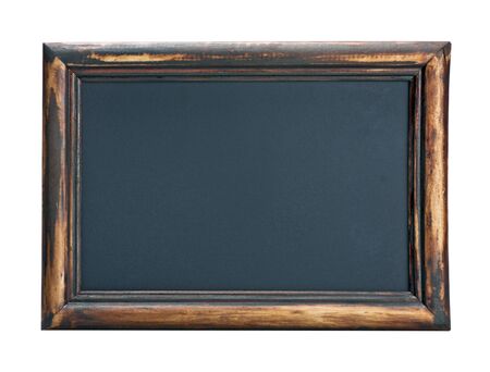 empty blackboard with wooden frame. Black chalkboard background with great texture isolated on white background.の写真素材