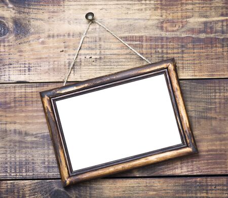 Blackboard on wooden background with space for textの写真素材
