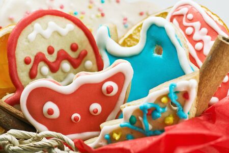 Christmas gingerbread house made a close-upの写真素材