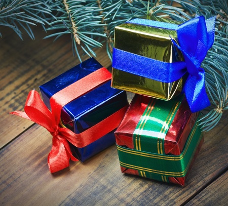 Christmas and New Year presents are under the treeの写真素材