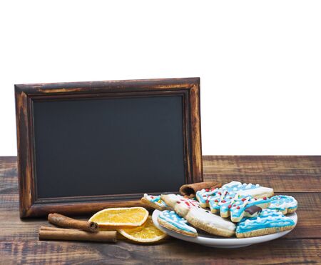 blackboard with space for text isolated on white backgroundの写真素材