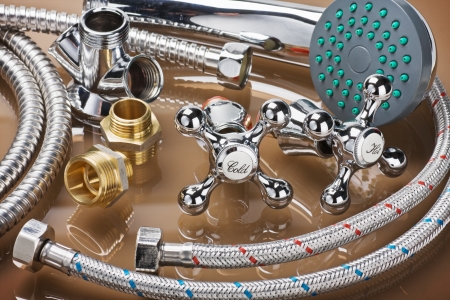 bathroom fixtures and fittings are of different constructionの写真素材