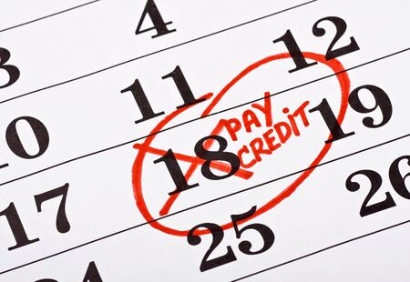 calendar with the date of payment of the creditの写真素材