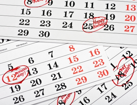 Calendar of important dates and eventsの写真素材