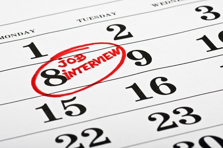 calendar with a marked date marker job interviewの写真素材
