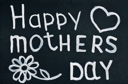 Happy mother written in chalk on a blackboardの写真素材