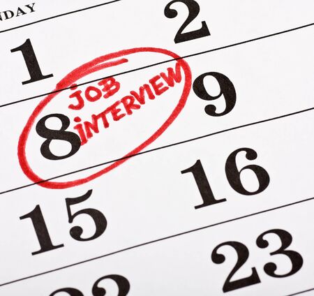 calendar with a marked date marker job interviewの写真素材